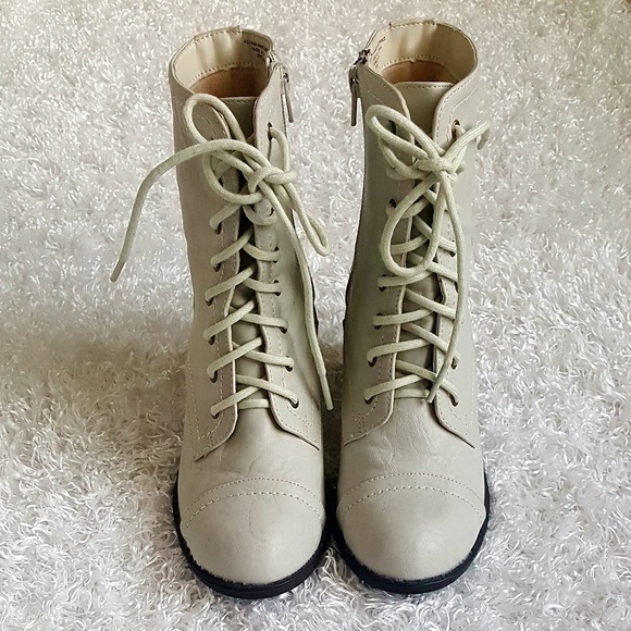 Diba Shoes - Off White Combat Shoes